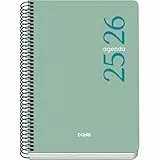 Dohe - Agenda Escolar 2025 2026 - Día Página, Tamaño A5 (15x21 cm), Español e Inglés, Septiembre a Junio, Cierre de Espiral, Tapa Flexible - ESENCIAL Verde