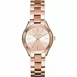 Michael Kors - Reloj Delgado de Pasarela para Mujer con 3 Asas y Correa de Acero Inoxidable en Oro Rosa MK3513
