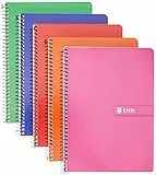 Enri, Cuaderno A5, Tapa Dura, 80 Hojas cuadrícula 4x4, Paquete 5 unidades, Colores aleatorios
