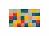 FISURA – Felpudo Entrada casa “Cuadros” de Coco con Base Antideslizante de PVC. Felpudo Exterior Original. Pintado a Mano. Medidas: 70x40x1,5. Squares