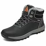 Mishansha Botas Hombre Invierno Botines Mujer Invierno Botas Nieve Cálido Antideslizante Botas Trekking Impermeables Zapatos Nieve Zapatillas Barefoot Senderismo Negro,Gr.42