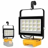 T-SUN 60W Foco de Trabajo LED para Dewalt Batería, 4500LM Foco LED Recargable, 2 Modos Luces de Trabajo Portátiles, Lámpara Recargable para Camping, Pesca, Emergencia (Sin Batería)