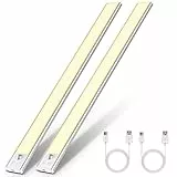 OUILA Luz de Armario con Sensor Movimiento 3000K Recargable Luz Nocturna, 41CM Regulable Lampara LED Adhesiva para Gabinete, Pasillo, Escalera, Sótano, Cocina, Garaje - 2PCS