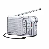 Panasonic RF-P150DEG-S Pocket Radio FM/AM con Sintonizador Digital, Control Automático de Frecuencia, Sintonizador Grande, Puntero Fluorescente, Funciona con Pilas, Color Plateado