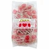 Caramelos Cerdán - Piruletas Corazón Serie Oro Sabor Cereza | Bolsa de 100 Uds | Caramelo Duro con Palo Sin Gluten ni Alérgenos | Ideal para Fiestas, San Valentín y Cumpleaños