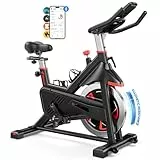 MERACH Bicicleta Estática con Resistencia Magnética, Bicicleta Estatica en Casa Silenciosa con Asiento Cómodo Mejorado, Pantalla LCD, Soporte para Tableta, Aplicación Exclusiva, Capacidad Máxima 136kg