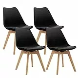 CangLong Pack de 4 Sillas de Comedor, Diseño Clásico, Vintage, Nórdico, Sillas para Comedor, Cocina, Salón, Negro