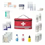 FERRETELIX® Botiquin neceser REFLECTANTE ROJO primeros auxilios con dotacion 26 cm x 14 cm x 14 cm Completo Emergencia, Para Viaje y Acampada, Hogar, Coche, Supervivencia, Excursión, Montaña F