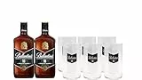 Ballantine's 10 Whisky Escocés, Pack de 2 Botellas y 6 Vasos de Regalo, 700 ml