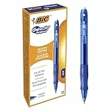 BIC Gel-ocity, Bolígrafos Originales Gel, Punta Media (0,7 mm), Agarre Cómodo, Tinta de secado ultrarrápido - Azúl, Paquete de 12 Uds