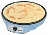 Bestron Crepera de diseño retro, Crepera electrica para crepes de Ø 30 cm, incl. esparcidor de masa y volteador de crepes, con revestimiento antiadherente, 1000 vatios, color: azul