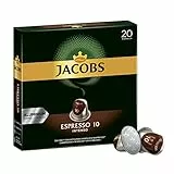 Jacobs Espresso 10 Intenso, Cápsulas de Café, Compatible con Nespresso, 20 Cápsulas de 5,2 G