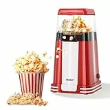 YASHE Máquina de Palomitas Retro, 1200 W Palomitero de Aire Caliente con Vaso Medidor, Un Toque, Sin Aceite, Perfecto para Cine en Casa, Noches de Película, Fiestas