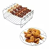 Jomdjmskes 2 Pcs Accesorios Freidora de Aire, Rejilla Air Fryer, Accesorios Freidora sin Aceite, Soporte Acero Inoxidable, Rejilla Multiusos, Freidora Aire Redonda Parrilla, Utensilios para Freidora
