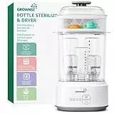 GROWNSY Esterilizador de Biberones con Secado, Esterilizador Eléctrico de Vapor Compacto para Biberones, Chupetes y Piezas del Sacaleches