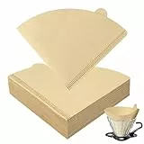 HOTUT Filtro de Café, 100 Piezas Papel de Filtro de Café Desechable, V02 forma de cono para café americano para Filtros Manuales, Cafeteras y Vasos Filtrantes - Unbleached Marrón Natural