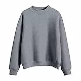 Genérico Sudadera Mujer de Manga Larga Sudaderas sin Capucha Primavera Otoño Jerséis Sueltos y Cómodo Sweatshirts de Cuello Redondo de Color Sólido Sweatshirt Pullover Tops (02-Grey, L)