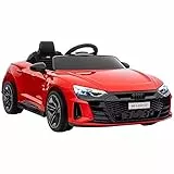 HOMCOM Coche Eléctrico para Niños de +3 Años Audi RS e-Tron GT Coche de Batería 12V con Mando a Distancia Faros LED Bocina Música USB y Apertura de Puerta 3-5 km/h Rojo