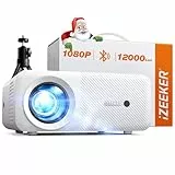 Proyector Portatil Bluetooth con Tripode, 12000 Lumens 1080P Videoproyector, iZEEKER Mini Proyector Cine en Casa para iOS/Android/PC/TV Stick/HDMI/USB/PS5/XBOX