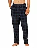 Amazon Essentials Pantalón de Pijama de Franela Transpirable (Disponible en Tallas Grandes y Altas) Hombre, Negro Azul Cuadros Escoceses, L