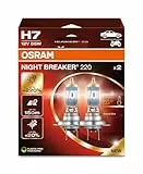 OSRAM NIGHT BREAKER 220, H7, 220% más brillo, lámpara de faro halógeno, 64210NB220-2HB, Caja plegable (2 lámparas)