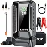 Katoroe Banco de arrancador de Coche con compresor de Aire, 150PSI Arrancador de baterias de Coche Arranque para Motor de Gasolina de 10.0L y Motor Diesel de 8.0L, Ayuda de Arranque con Linterna LED