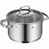 WMF Belmonte 751206040 - Olla grande (20 cm, tapa de cristal, 3,3 l, acero inoxidable Cromargan pulido, sin revestimiento, 18/10, 3,3 litros, color plateado