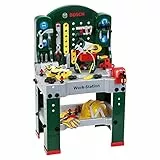 Theo Klein 8513 Estación de trabajo Bosch | Con vehículo de montaje, herramientas y accesorios | Encimera con función de aprendizaje | Para niños a partir de 3 años