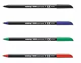 Rotuladores Edding 1200, caja de 10 surtidos (5 negros, 2 rojos y 1 verde)