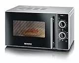 SEVERIN Microondas con grill 2 en 1 de 700 W, horno microondas con 9 programas, microondas potente con rejilla y plato giratorio, plateado/negro, MW 7771