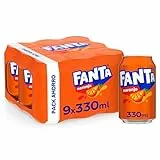 Fanta Naranja - Refresco con 8% de Zumo de Naranja - Pack 9 latas 330 ml