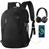 Mochila Ordenador Portatil 15.6 Pulgadas, Mochila para Portatil Antirrobo Impermeable con Puerto USB, Mochila Hombre del Trabajo Negocio Diario Viaje, Negro