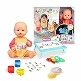 Nenuco Smart School, Muñeco Bebé de 35 cm y Cuerpo Duro con Babi de Colegio, Incluye Mesa de Luz Multicolor y Accesorios Translúcidos, Cole Sensorial para Jugar en Casa, +3 Años, Famosa (NFN97000)