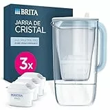 BRITA Jarra de cristal azul (2,5L) incl. 3x filtro MAXTRA PRO All-in-1 Jarra de cristal de diseño premium con tapa abatible de fácil llenado e indicador, que reduce la cal, el cloro y las impurezas
