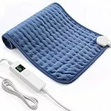 OneAmg Manta Electrica Lumbar, Esterilla Electrica mit 4-Stunden-Timer und 6 Heizstufen, Almohadilla Electrica Lumbar con Mando a Distancia Digital, Apagado Automático, Lavable a Máquina 30x60cm Azul