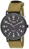 Timex Weekender - Reloj de 43mm con esfera color negro y correa verde oliva TW2U68200