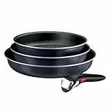 Tefal Ingenio Enjoy - Juego de 3 Sartenes 22/24/28 cm + Mango extraíble, Apto inducción, antiadherentes, revestimiento titanio, Thermo-signal, calentamiento rápido, apto horno