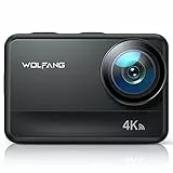 WOLFANG Cámara Deportiva GA400 4k 60FPS 24MP, 8M Barebones Cámara Deportiva con Pantalla Táctil Resistente al Agua 40m Cámara Subacuática WiFi PCcam Videocámara EIS Shakeproof Cámara de Casco