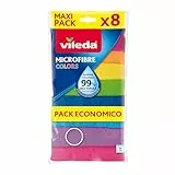 Vileda - Set de 8 bayetas Microfibras Colors, colores variados, 30 x 30 cm, 8 unidades