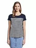 TOM TAILOR Denim 1017275 Camiseta con Rayas, 22701-Navy Off White Stripe, S para Mujer