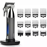 BaByliss Cortapelos Super-X Metal – Máquina de cortar el pelo inalámbrica, Cuchillas de acero japonés, 10 peines guía, 2 peines guía cónicos, Batería de litio, Empuñadura metálica, Negro, E996E