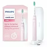 Philips Sonicare 3100, cepillo dental eléctrico, sónico, sensor de presión y temporizador, estuche de viaje, rosa chicle, modelo HX3673/11, Rosa