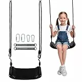 KIMIGO Columpios Infantiles,Columpio Infantil,Asiento de Columpio para Niños,Altura Ajustable con 2 Correas para Hamaca y 4 Mosquetones,Dispositivo de Escalada y Columpios,Jardín,Camping