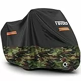 Favoto Funda para Moto Cubierta de Moto 210D Impermeable Protectora con Banda Reflectante a Prueba de Sol Lluvia Polvo Viento Nieve al Aire Libre 265x105x125cm Negro+Camuflaje