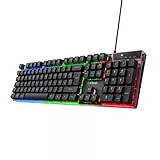 Trust Gaming GXT 835 Azor Teclado Retroiluminado, Disposición QWERTY Español, LED Iluminación, Teclado Alámbrico Gaming para Windows, Mac, PC, Ordenador, Portátil - Negro
