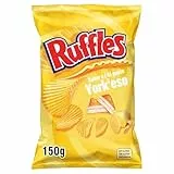 Ruffles Yorkeso, Patatas Fritas con sabor a jamón y queso, Producto de Aperitivo, bolsa individual, 150gr