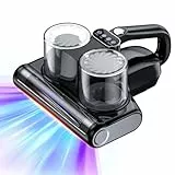 Aspiradora Antiacaros Aspirador Colchones con Luz UV-C de 253,7 nm 16Kpa de Succión Calentamiento Cepillo Giratorio Ultrasónica Filtro HEPA Aspirador de Acaros Puerto de Succión Ampliado 500W Negro