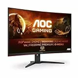 AOC C32G2ZE/BK Monitor Gaming 32 Pulgadas FHD, 240Hz, VA, 0.5 ms MPRT, Adaptive Sync., FreeSync Premium (1920x1080, 2x HDMI 2.0, 1x DP 1.2), Rojo/Negro