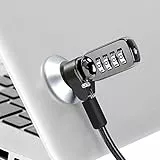 CaLeQi Cable de Seguridad con Cerradura de Combinación para Ordenador portátil, Ordenador, Monitor LCD, 2 m de Cable Negro (Bloqueo del Ordenador + Bloqueo Redondo)