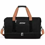 Vllcsla Bolsa de Gimnasia Deportiva con Zapatos Compartimento, Bolsillo Mojado, 32.2 L Bolsa Deporte Hombre, Impermeable Bolsas de Fin de Semana Hombre, Bolsas Lona de Viaje Deportiva, Negro
